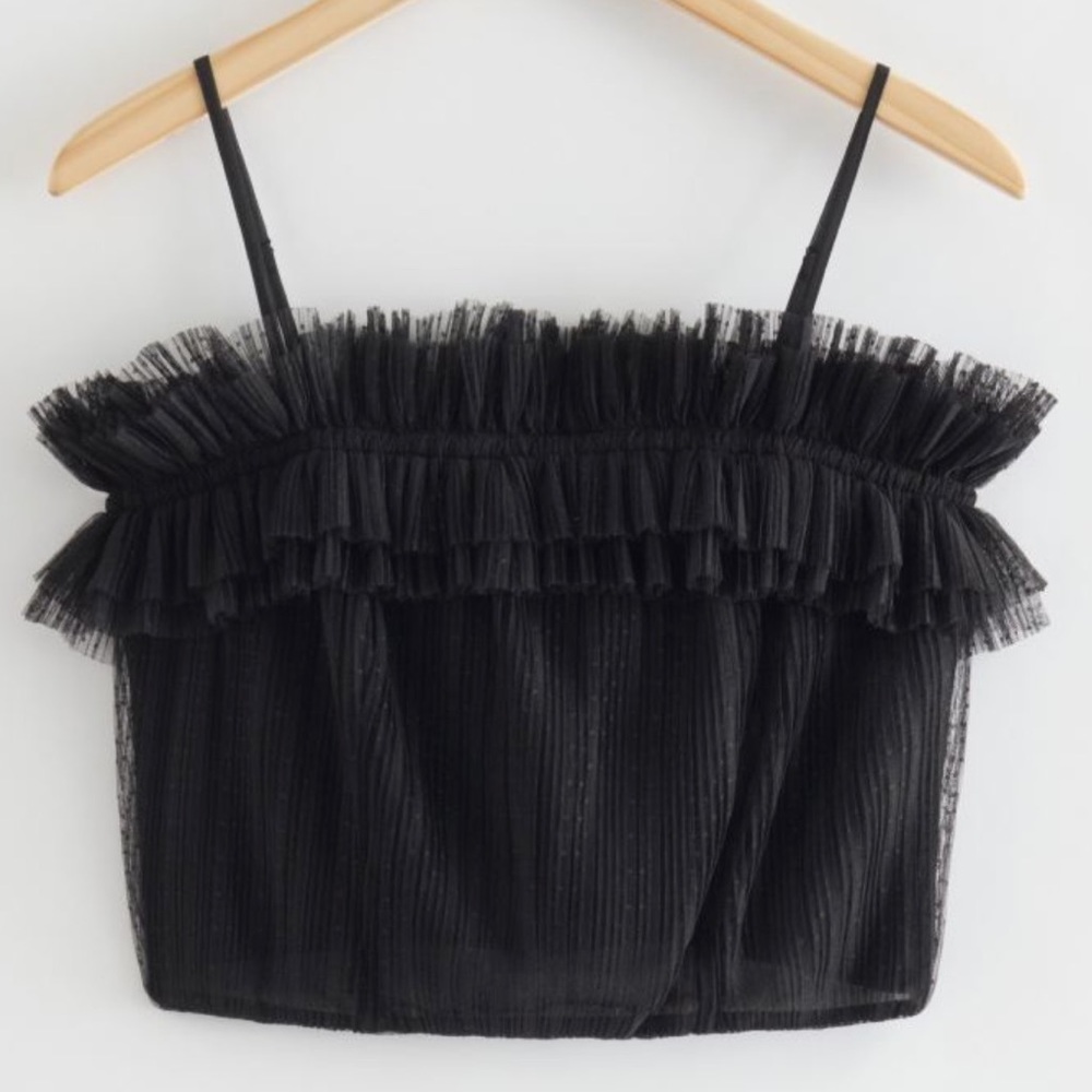 & Other Stories Women’s Black Ruffled Edge Bustier Top